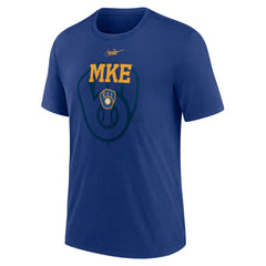 Milwaukee Brewers Nike Rewind Retro Tri-Blend T-Shirt - Royal - Nike Lifestyle
