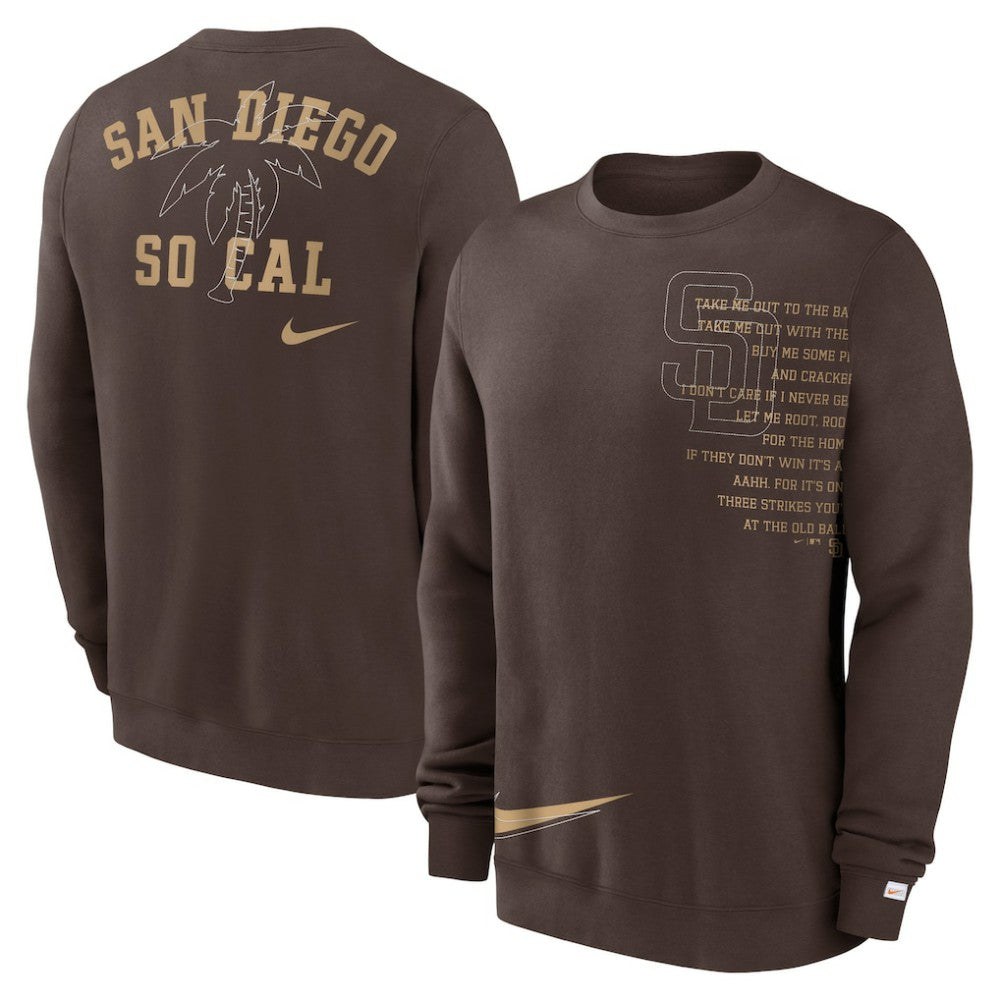 San Diego Padres Nike Statement Ball Game Fleece Pullover Sweatshirt - Brown - Nike Lifestyle