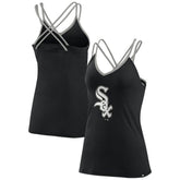Chicago White Sox Fanatics Women's Barrel It Up Cross Back V-Neck Tank Top - Black - Fanatics Discount