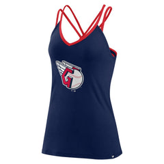 Cleveland Guardians Fanatics Women's Barrel It Up Cross Back V-Neck Tank Top - Navy - Fanatics on Sale