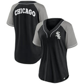 Chicago White Sox Fanatics Women's Ultimate Style Raglan V-Neck T-Shirt - Black - Fanatics Sale