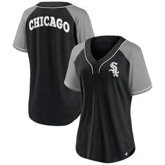 Chicago White Sox Fanatics Women's Ultimate Style Raglan V-Neck T-Shirt - Black - Fanatics Sale