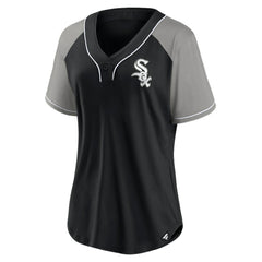 Chicago White Sox Fanatics Women's Ultimate Style Raglan V-Neck T-Shirt - Black - Fanatics Sale
