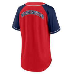 Washington Nationals Fanatics Women's Ultimate Style Raglan V-Neck T-Shirt - Red - Fanatics Discount