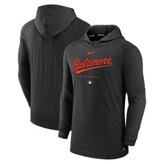 Baltimore Orioles Nike Authentic Collection Lightweight Dri-FIT Hooded Pullover - Heather Black - Nike Sale