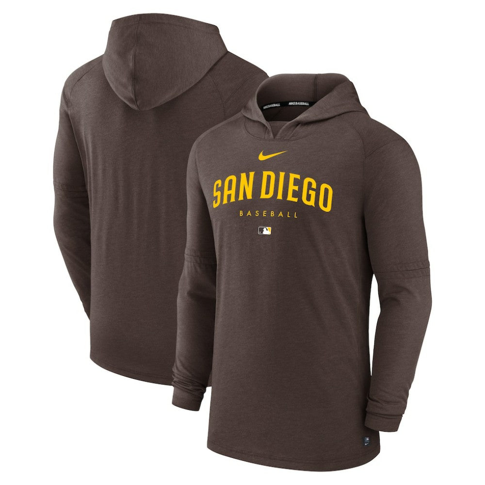 San Diego Padres Nike Authentic Collection Lightweight Dri-FIT Hooded Pullover - Brown - Nike Discount