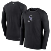 Colorado Rockies Nike Authentic Collection Game Raglan Performance Long Sleeve T-Shirt - Black - Nike Sale