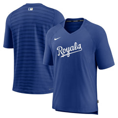 Kansas City Royals Nike Authentic Collection Pregame Raglan Performance V-Neck T-Shirt - Royal - Nike on Sale
