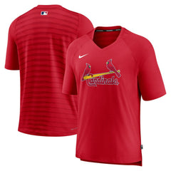 St. Louis Cardinals Nike Authentic Collection Pregame Raglan Performance V-Neck T-Shirt - Red - Nike on Sale