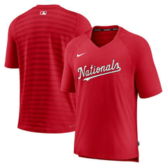 Washington Nationals Nike Authentic Collection Pregame Raglan Performance V-Neck T-Shirt - Red - Nike Lifestyle