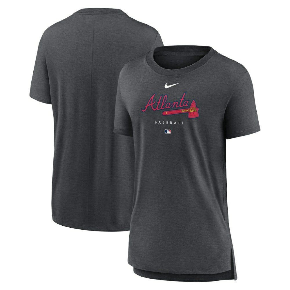 Atlanta Braves Nike Women's Authentic Collection Early Work Tri-Blend T-Shirt - Heather Charcoal - Nike on Sale