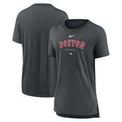 Boston Red Sox Nike Women's Authentic Collection Early Work Tri-Blend T-Shirt - Heather Charcoal - Nike on Sale