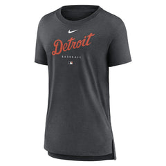 Detroit Tigers Nike Women's Authentic Collection Early Work Tri-Blend T-Shirt - Heather Charcoal - Nike Sale