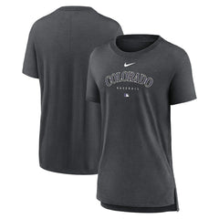 Colorado Rockies Nike Women's Authentic Collection Early Work Tri-Blend T-Shirt - Heather Charcoal - Nike Online