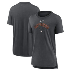 San Francisco Giants Nike Women's Authentic Collection Early Work Tri-Blend T-Shirt - Heather Charcoal - Nike Sale