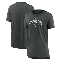 Kansas City Royals Nike Women's Authentic Collection Early Work Tri-Blend T-Shirt - Heather Charcoal - Nike Sale
