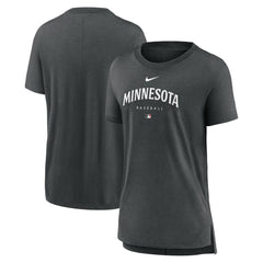 Minnesota Twins Nike Women's Authentic Collection Early Work Tri-Blend T-Shirt - Heather Charcoal - Nike Discount