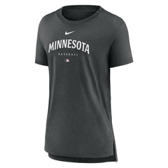 Minnesota Twins Nike Women's Authentic Collection Early Work Tri-Blend T-Shirt - Heather Charcoal - Nike Discount