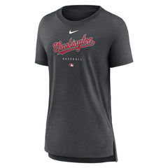 Washington Nationals Nike Women's Authentic Collection Early Work Tri-Blend T-Shirt - Heather Charcoal - Nike Lifestyle