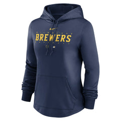 Milwaukee Brewers Nike Women's Authentic Collection Pregame Performance Pullover Hoodie - Navy - Nike Lifestyle