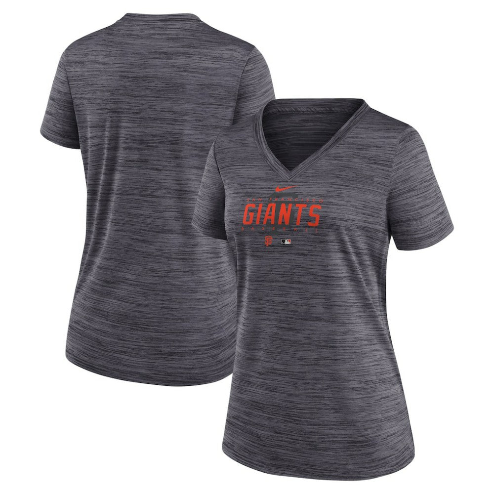San Francisco Giants Nike Women's Authentic Collection Velocity Practice Performance V-Neck T-Shirt - Black - Nike Sale