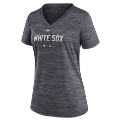 Chicago White Sox Nike Women's Authentic Collection Velocity Practice Performance V-Neck T-Shirt - Black - Nike Sale