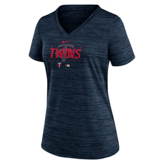 Minnesota Twins Nike Women's Authentic Collection Velocity Practice Performance V-Neck T-Shirt - Navy - Nike Lifestyle