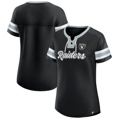 Fanatics Las Vegas Raiders Women's Plus Size Original State Lace-Up T-Shirt Black