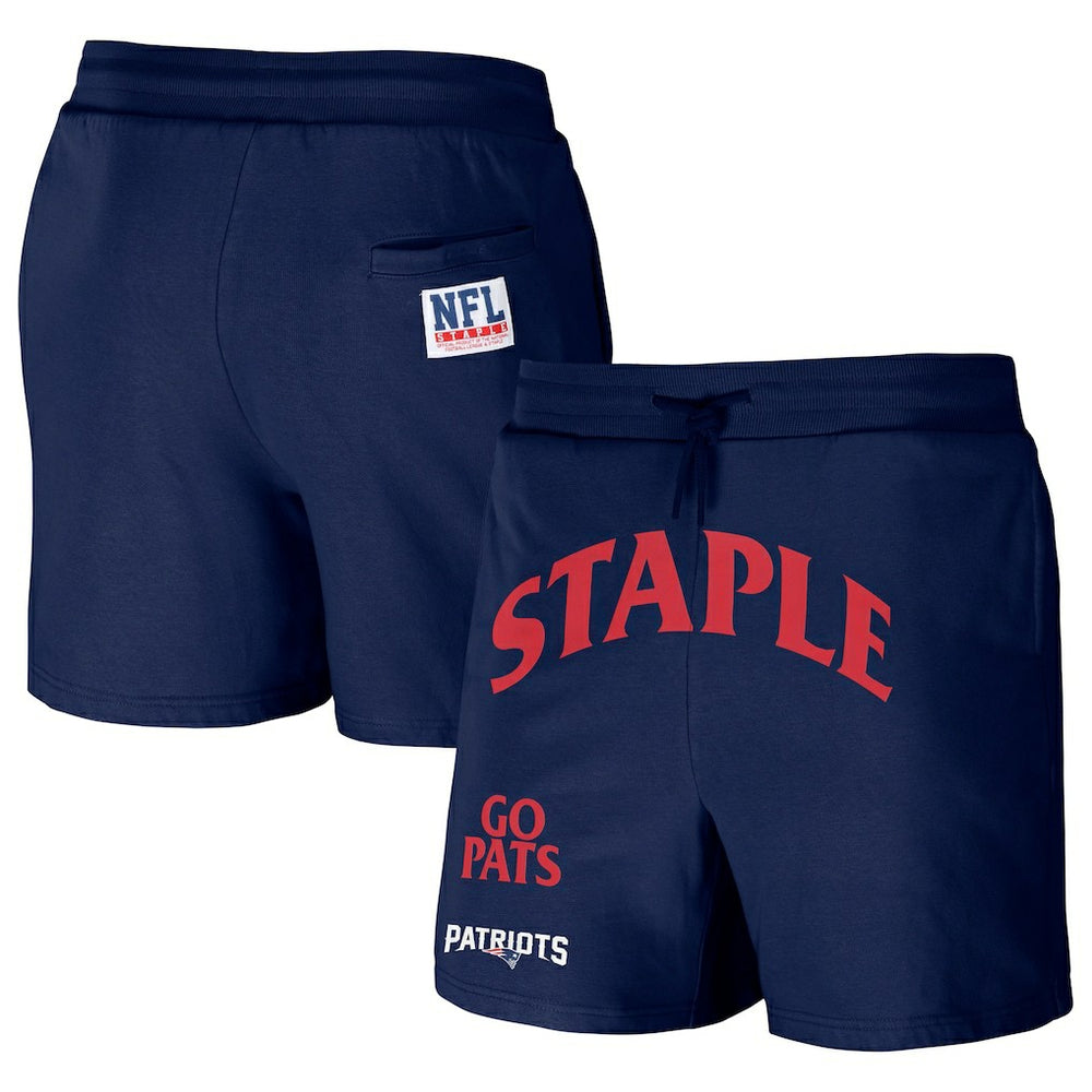 New England Patriots NFL x Staple Throwback Vintage Wash Fleece Shorts Navy