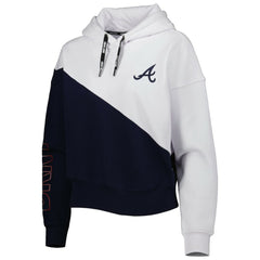 Atlanta Braves DKNY Sport Women's Bobbi Colorblock Pullover Hoodie - Navy/White - MLB Lifestyle