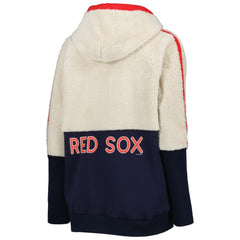 Boston Red Sox G-III 4Her by Carl Banks Women's Shuffle It Raglan Full-Zip Hoodie - Oatmeal/Navy - MLB Sale