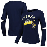 Milwaukee Brewers Touch Women's Formation Long Sleeve T-Shirt - Navy - MLB on Sale