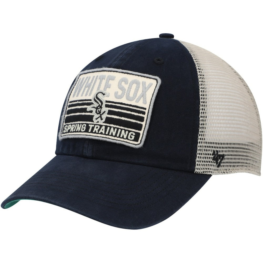 Chicago White Sox '47 Four Stroke Clean Up Trucker Snapback Hat - Black/Tan - 47 brand Discount