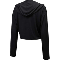 Chicago Cubs Majestic Threads Women's Leopard Cropped Hoodie - Black - MLB Discount