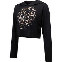 New York Yankees Majestic Threads Women's Leopard Cropped Hoodie - Black - MLB on Sale