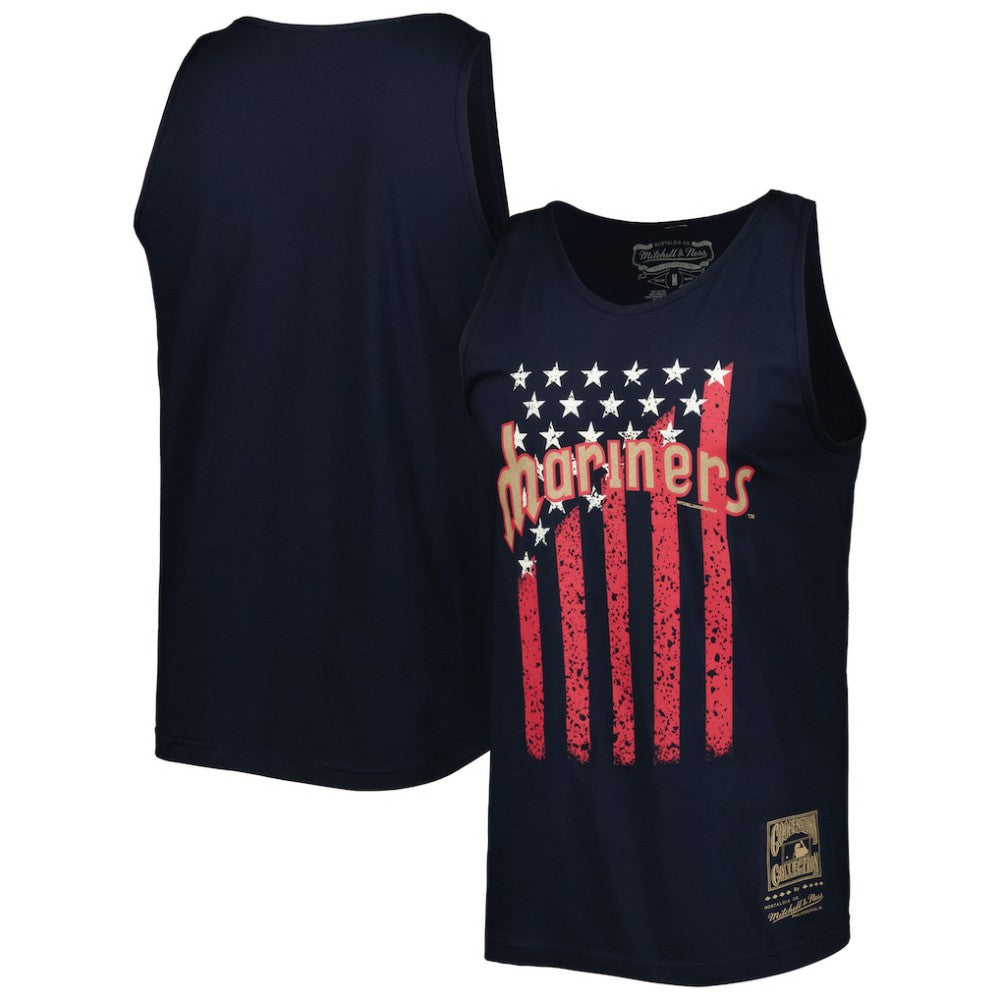 Seattle Mariners Mitchell & Ness Cooperstown Collection Stars and Stripes Tank Top - Navy - Mitchell & Ness Sale