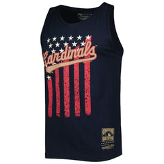St. Louis Cardinals Mitchell & Ness Cooperstown Collection Stars and Stripes Tank Top - Navy - Mitchell & Ness on Sale