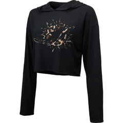 Miami Dolphins Majestic Threads Women's Leopard Cropped Pullover Hoodie Black