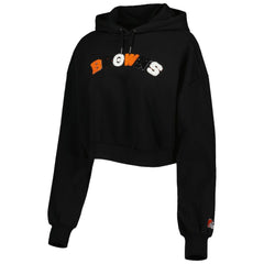 Cleveland Browns The Wild Collective Women's Cropped Pullover Hoodie Black