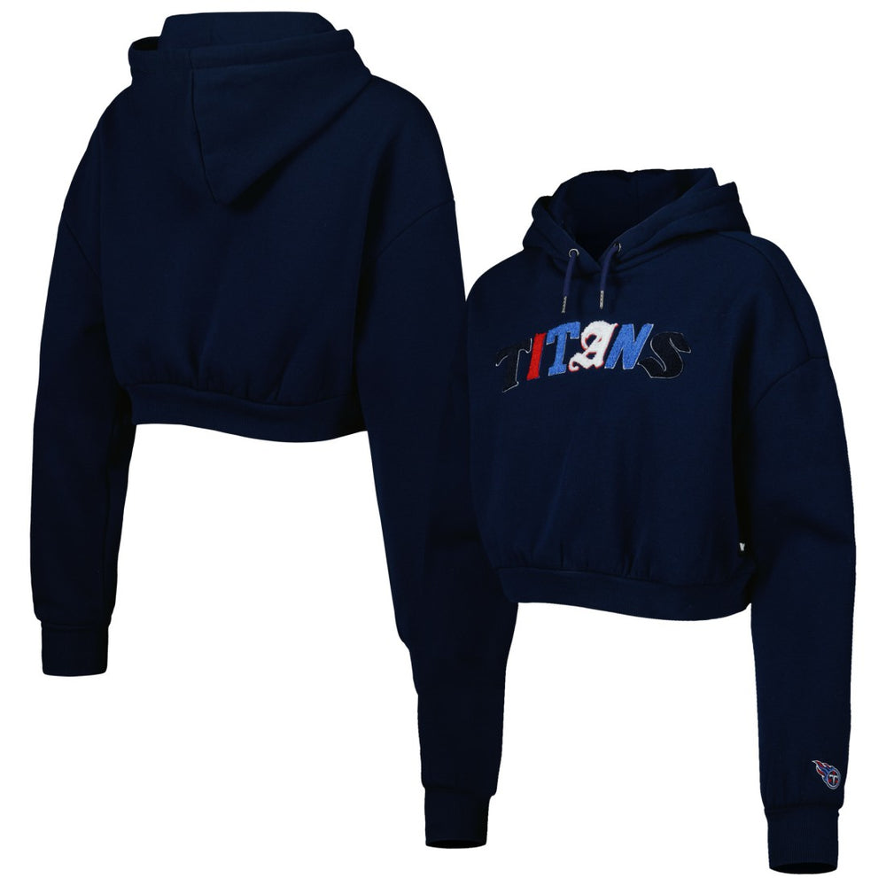 Tennessee Titans The Wild Collective Women's Cropped Pullover Hoodie Navy