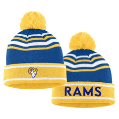Los Angeles Rams WEAR by Erin Andrews Women's Colorblock Cuffed Knit Hat with Pom and Scarf Set Royal