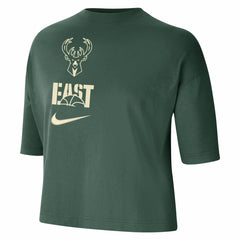 Milwaukee Bucks Women's Essential Boxy T-Shirt Hunter Green | Nike Lifestyle