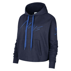 Dallas Mavericks Women's Split Flip Courtside Cropped Pullover Hoodie for sale Navy | Nike discount