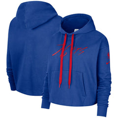 Philadelphia 76ers Women's Split Flip Courtside Cropped Pullover Hoodie Royal | Nike discount