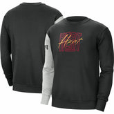 Miami Heat Courtside Versus Force & Flight Pullover Sweatshirt Black/Heather Gray | Nike outlet