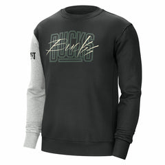 Milwaukee Bucks Courtside Versus Force & Flight Pullover Sweatshirt Black/Heather Gray | Nike