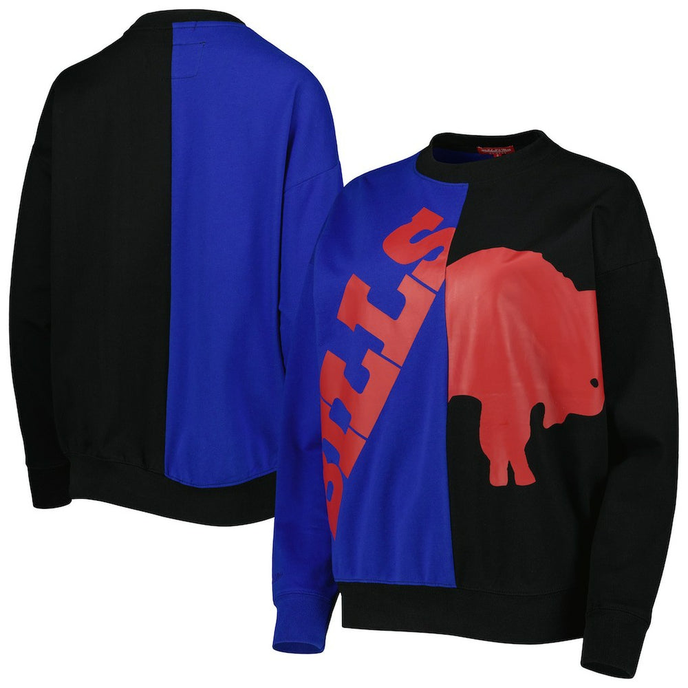 Mitchell & Ness Buffalo Bills Women's Big Face Pullover Sweatshirt Royal/Black