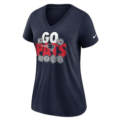 Nike New England Patriots Women's Hometown Collection Tri-Blend V-Neck T-Shirt Navy