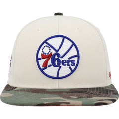 Philadelphia 76ers Hardwood Classics 1976 NBA All-Star Game Off White Camo Fitted Hat Cream/Camo | Mitchell & Ness Near Me