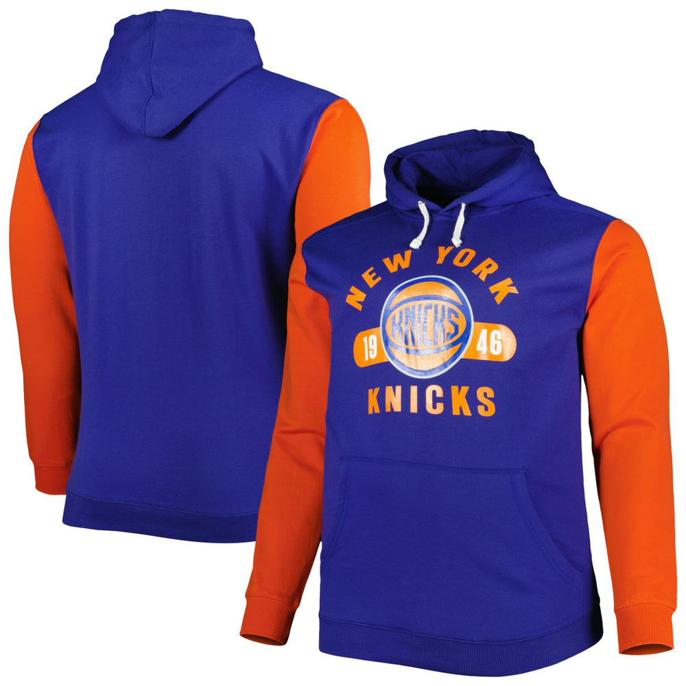 New York Knicks Big & Tall Bold Attack Pullover Hoodie Blue/Orange | Fanatics US